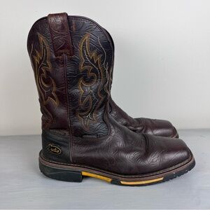 JUSTIN MEN'S JOIST RUSTIC WATERPROOF WESTERN WORK BOOTS COMPOSITE TOE Size 10.5
